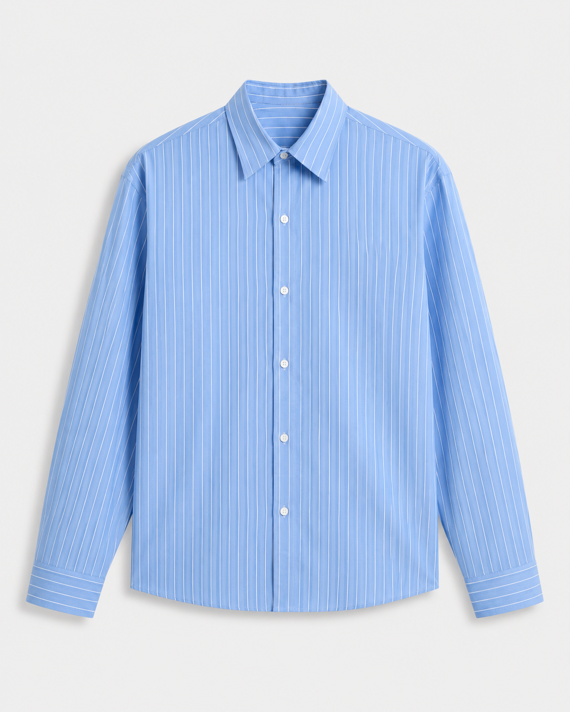 Lusedo Sky Blue Cropped Pinstripe Shirt