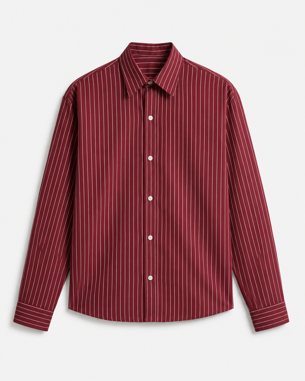 Lusedo Burgundy Cropped Pinstripe Shirt