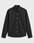 Lusedo Black Cropped Pinstripe Shirt