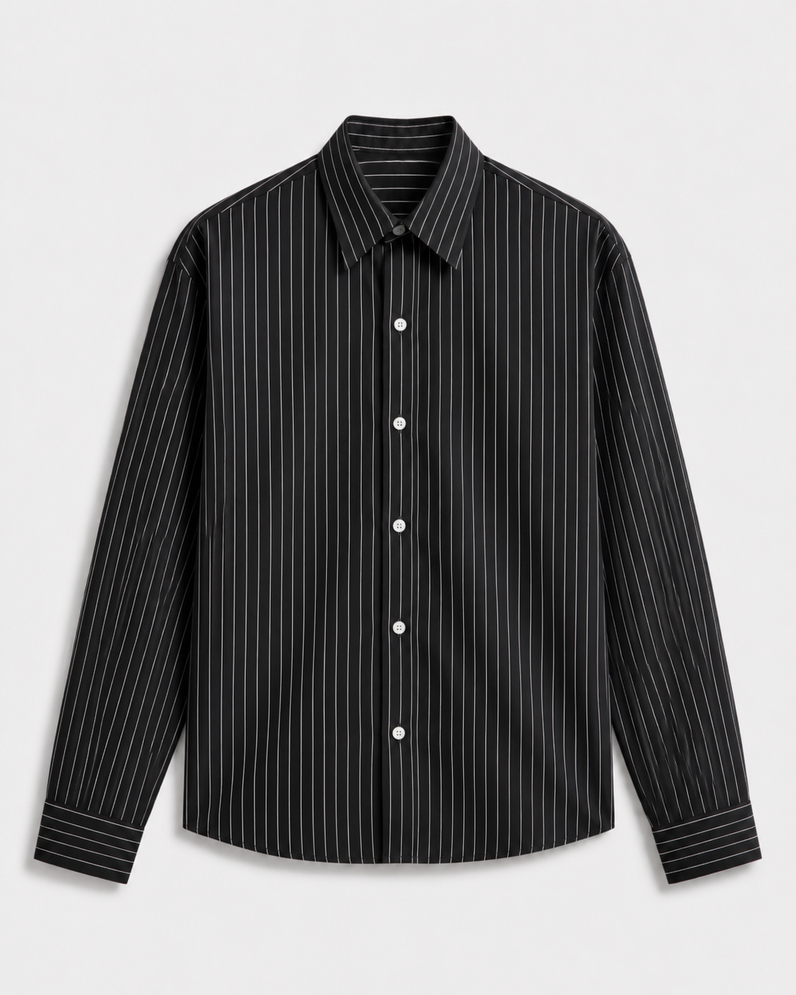 Lusedo Black Cropped Pinstripe Shirt