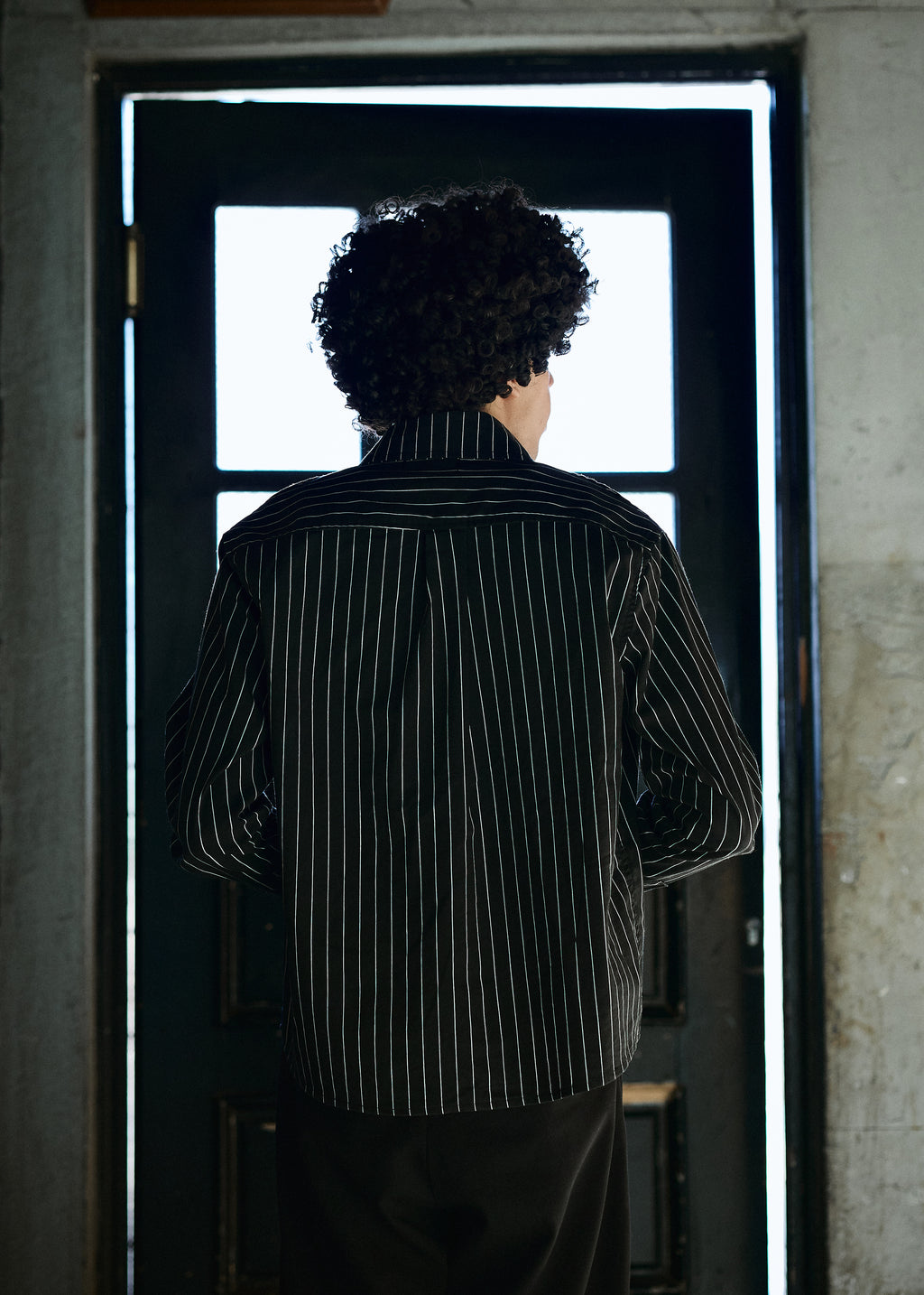 Lusedo Black Cropped Pinstripe Shirt