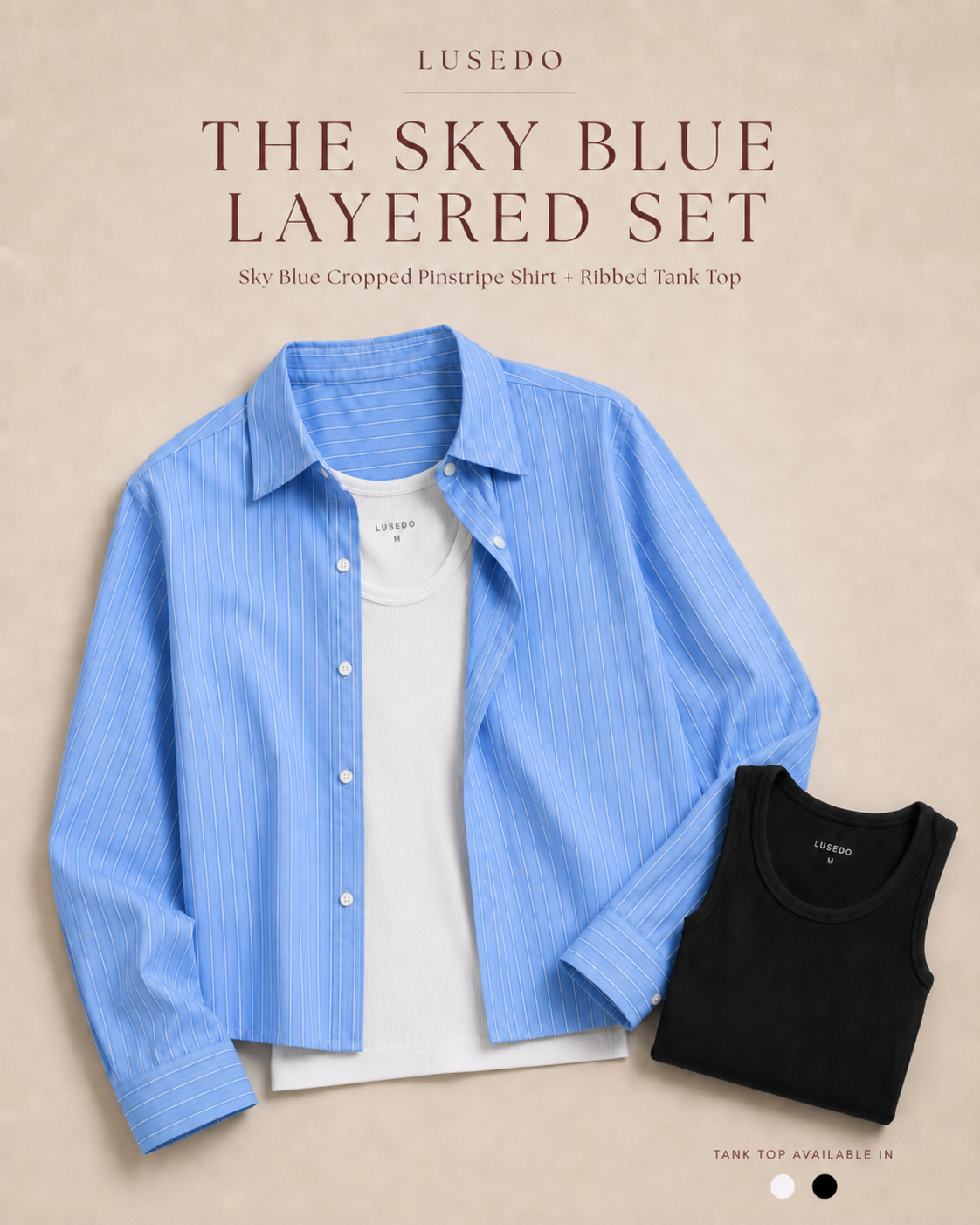 THE SKY BLUE LAYERED SET 1 SHIRT + 1 TANK